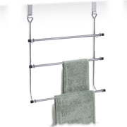 Zilveren badkamerdeur handdoekenrek drie stangen 47 cm - Zeller - Badkameraccessoires - Deurdroogrekken - Handdoeken ophangen - Handdoekrekken