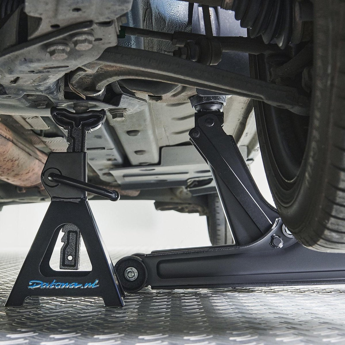 Datona® Autokrik 2 ton met vier assteunen - Mat Zwart