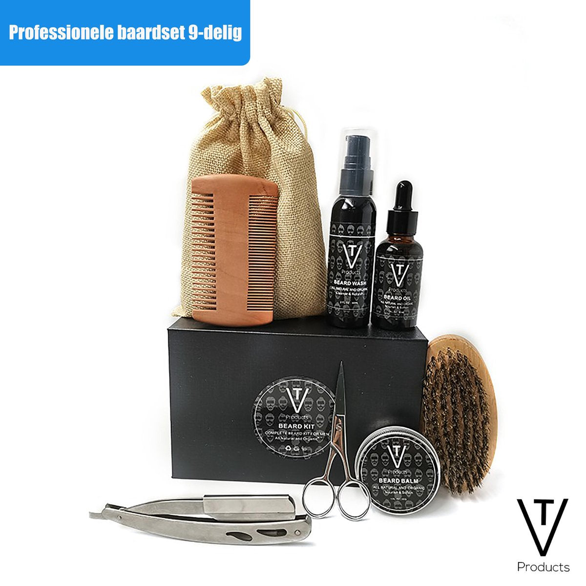 8-delig Baardverzorging set - Baard geschenkset - Baardkit - Baardolie - Baardbalsem - Giftset - Cadeau man