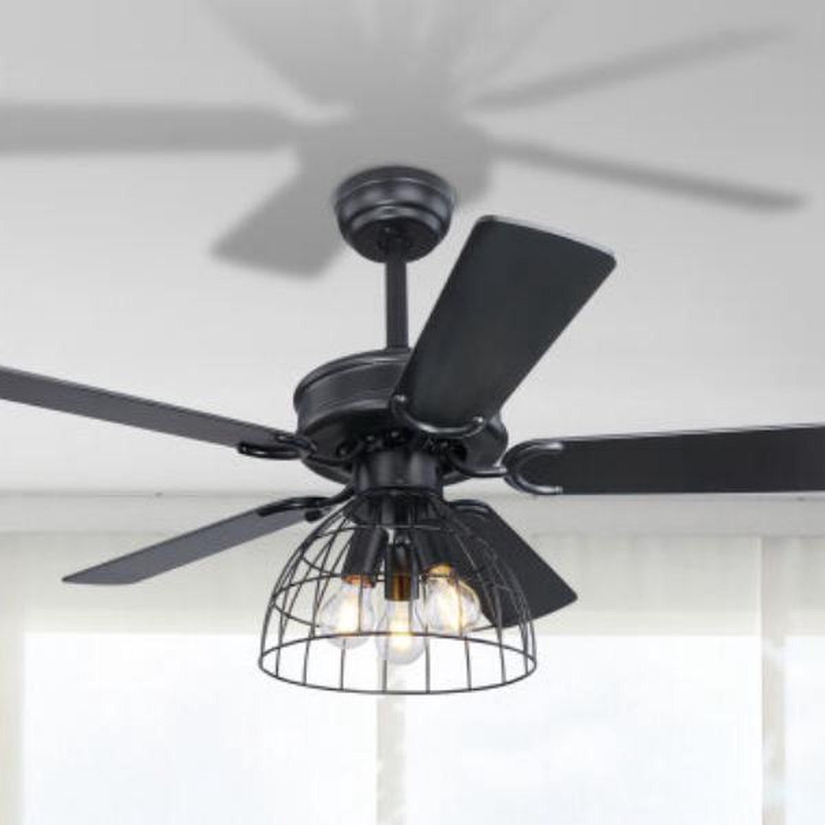 Plafondventilator met verlichting en afstandsbediening Sallie - Zwart
