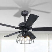 Plafondventilator met verlichting en afstandsbediening Sallie - Zwart