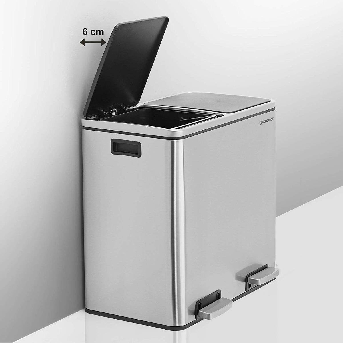 Nancy's Dubbele Afvalbak RVS - Pedaalemmer - 2x 24L