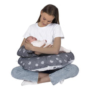 Voedingskussen Baby - Afneembare Hoes - Borstvoedingskussen - Grijs/Wit - Paardenbloem