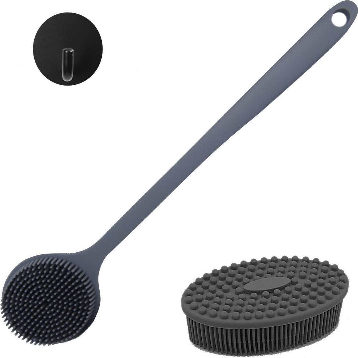 B&P Rug borstel steel plus bad borstel Beton  - grijs - bad accessoires - wet & dry brush - kunsstof