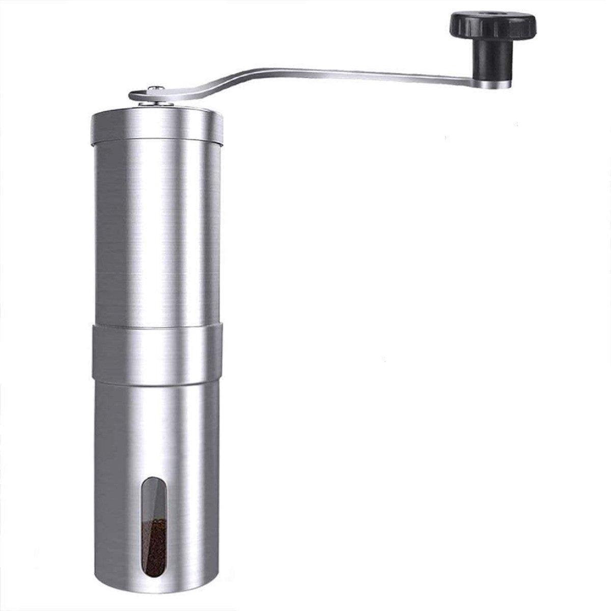 BOTC Handmatige Koffiemolen met instelbare instelling - Bonenmaler - Koffiemaler - RVS - Zilver