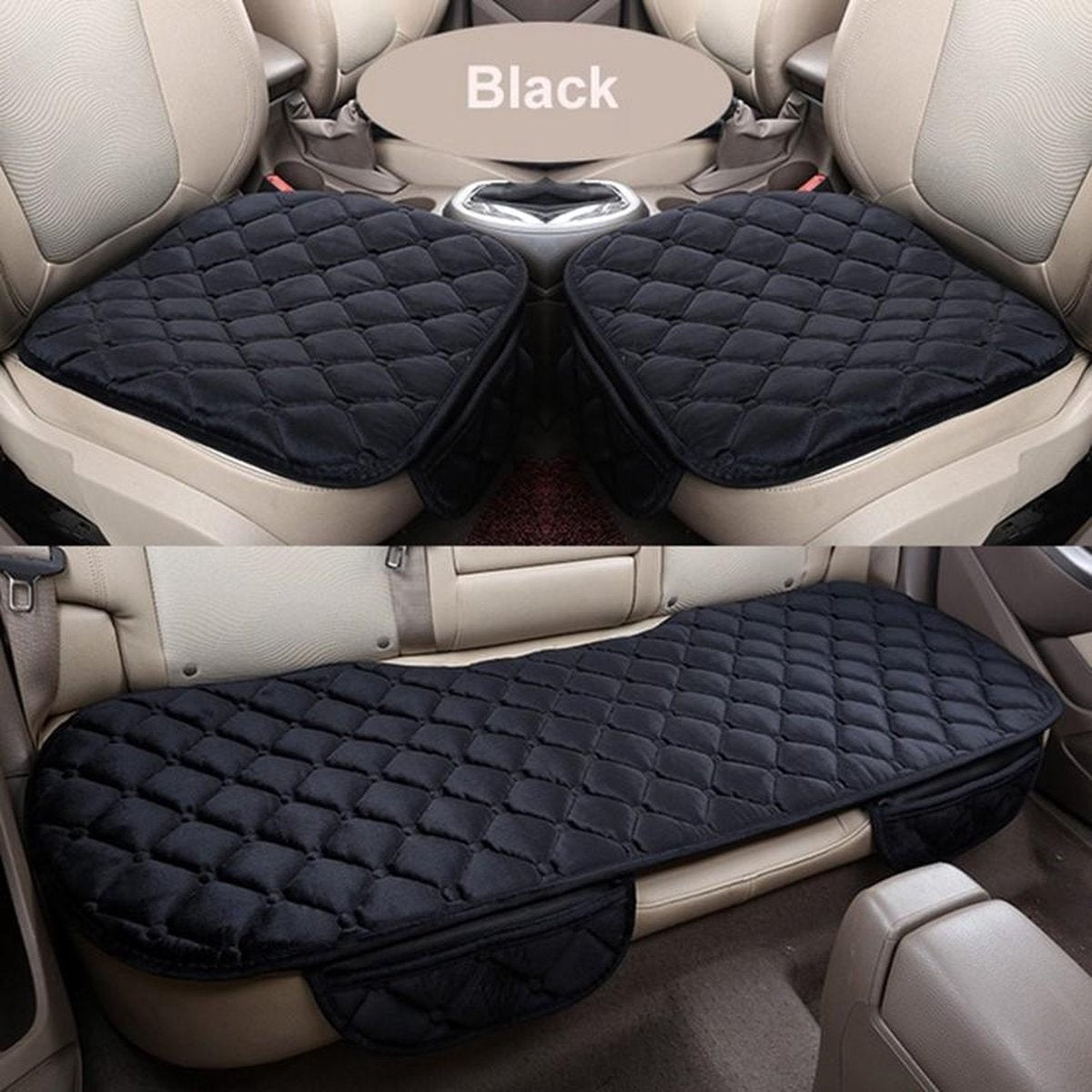 Autostoelhoes - Auto Accessories - Autohoes - Stoelhoezen Auto - Autostoel beschermer - Set 3 stuks - Zwart - Pluche
