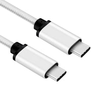 USB C kabel | C naar C | Nylon mantel | Zilver | 1 meter | Allteq