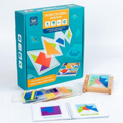 Nieuw type tangramspel - Tangram 18 stuks + 100 puzzels om verschillende moeilijkheidsgraden uit te dagen - vorm creatieve houten puzzel kinderen educatieve vroege onderwijs