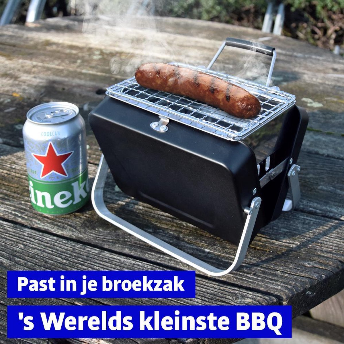 Mikamax Draagbare Mini BBQ - Barbecue - 's Werelds Kleinste Barbecue - BBQ Houtskool - Past in je Broekzak - 18 × 6 × 15