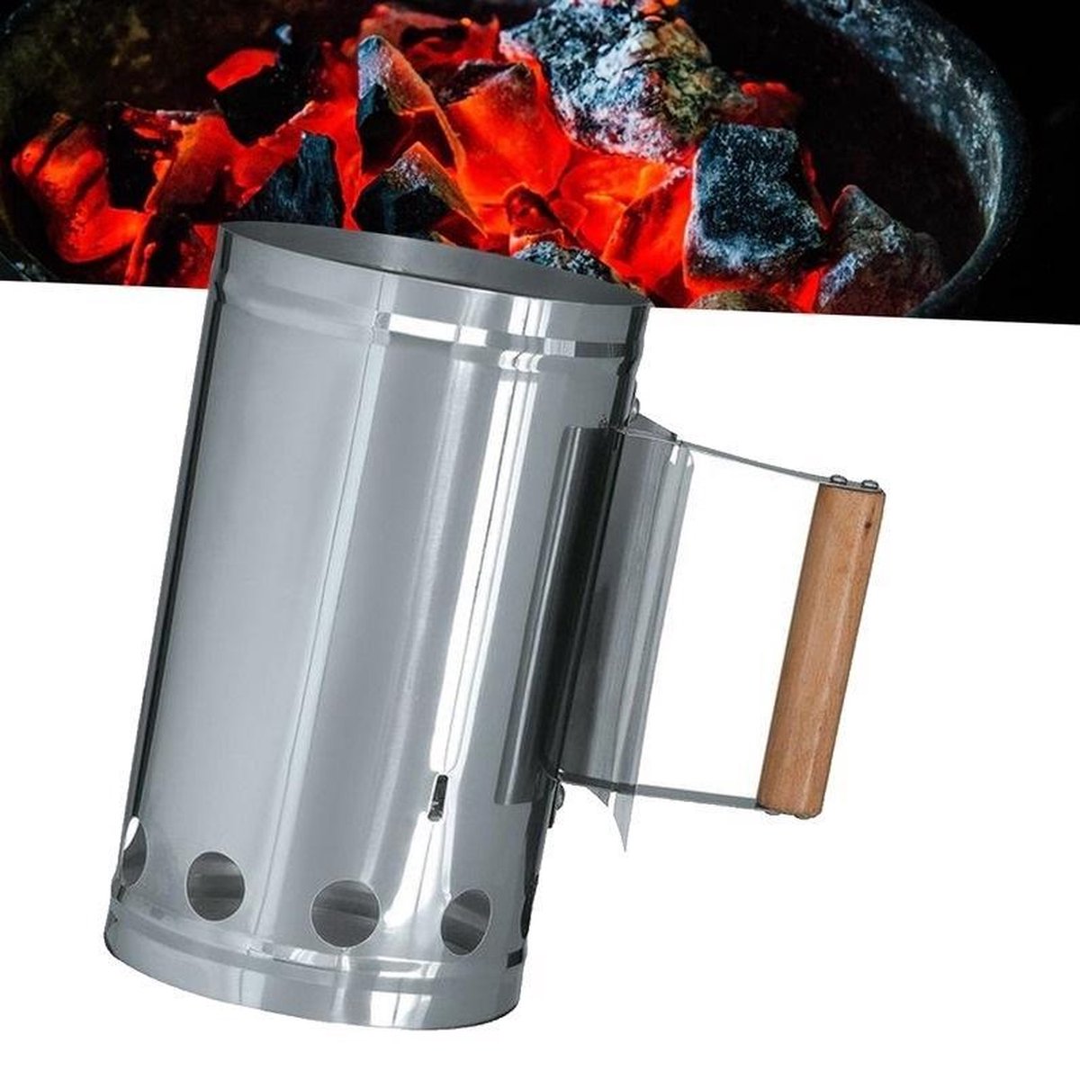 MaxxGarden Houtskoolstarter - BBQ starter - brikettenstarter metaal - 27x16cm
