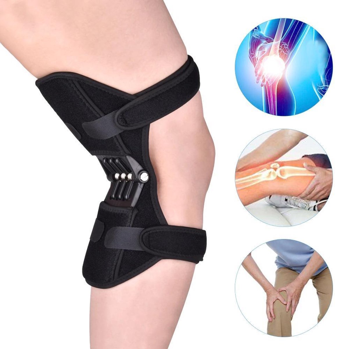 Medicca - Kniebrace - Kniebrace Scharnier - Kniesteun - Ondersteuning - Orthopedisch - Anti-Slip - Vering - 2 Stuks - Zwart