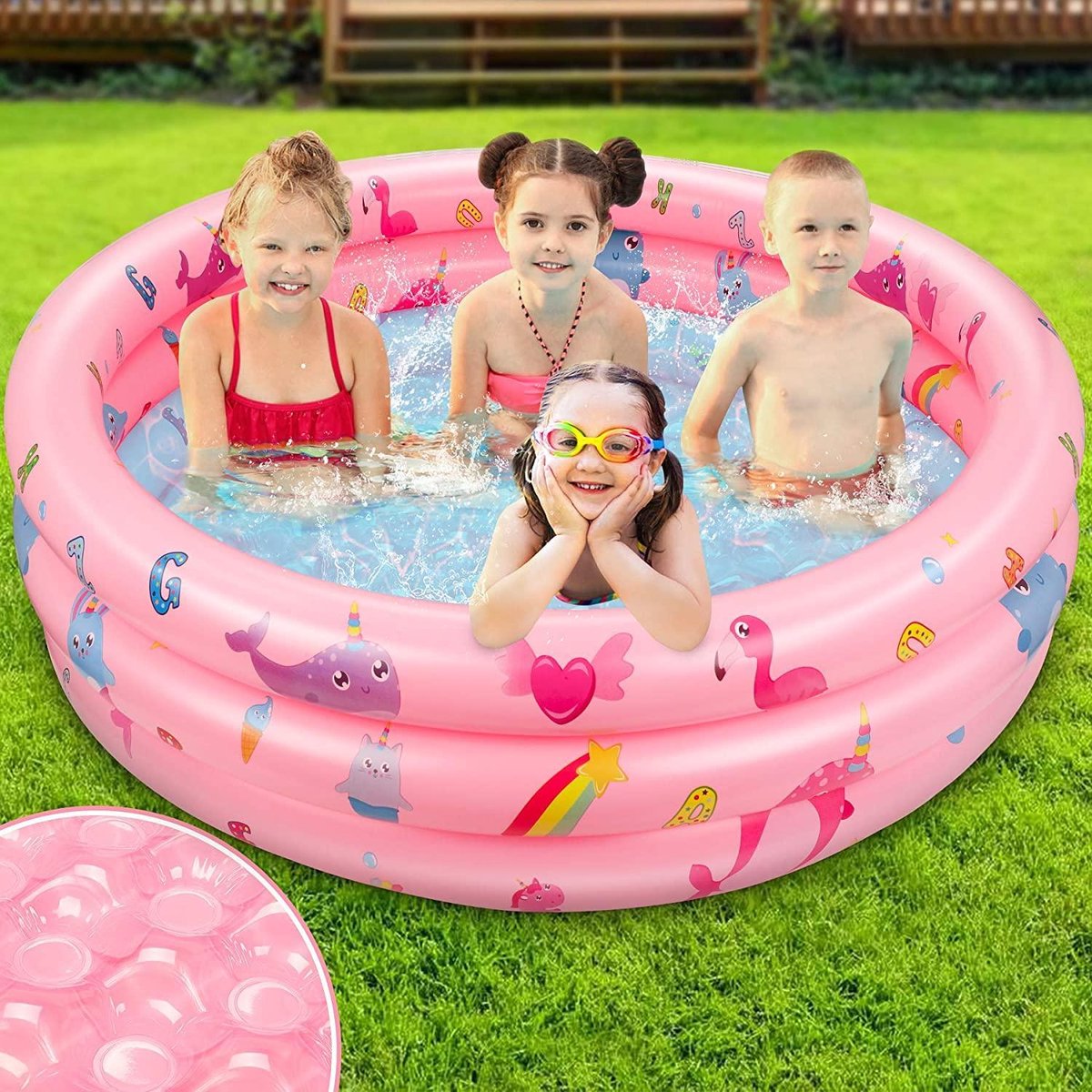 Opblaasbaar Kinderbadje | Kinderzwembad | Antislip | 115 cm | Roze | PVC