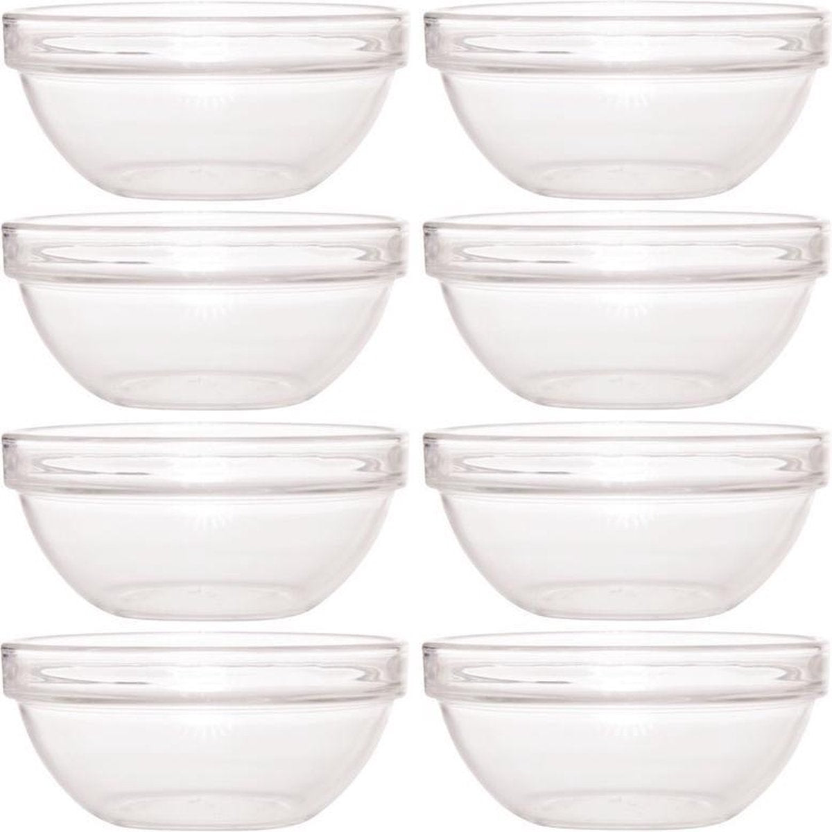 8x Glazen schaaltje/kommetje 10 cm - Snacks/toetjes serveren - Schaaltjes/kommetjes van glas - Keukenbenodigdheden