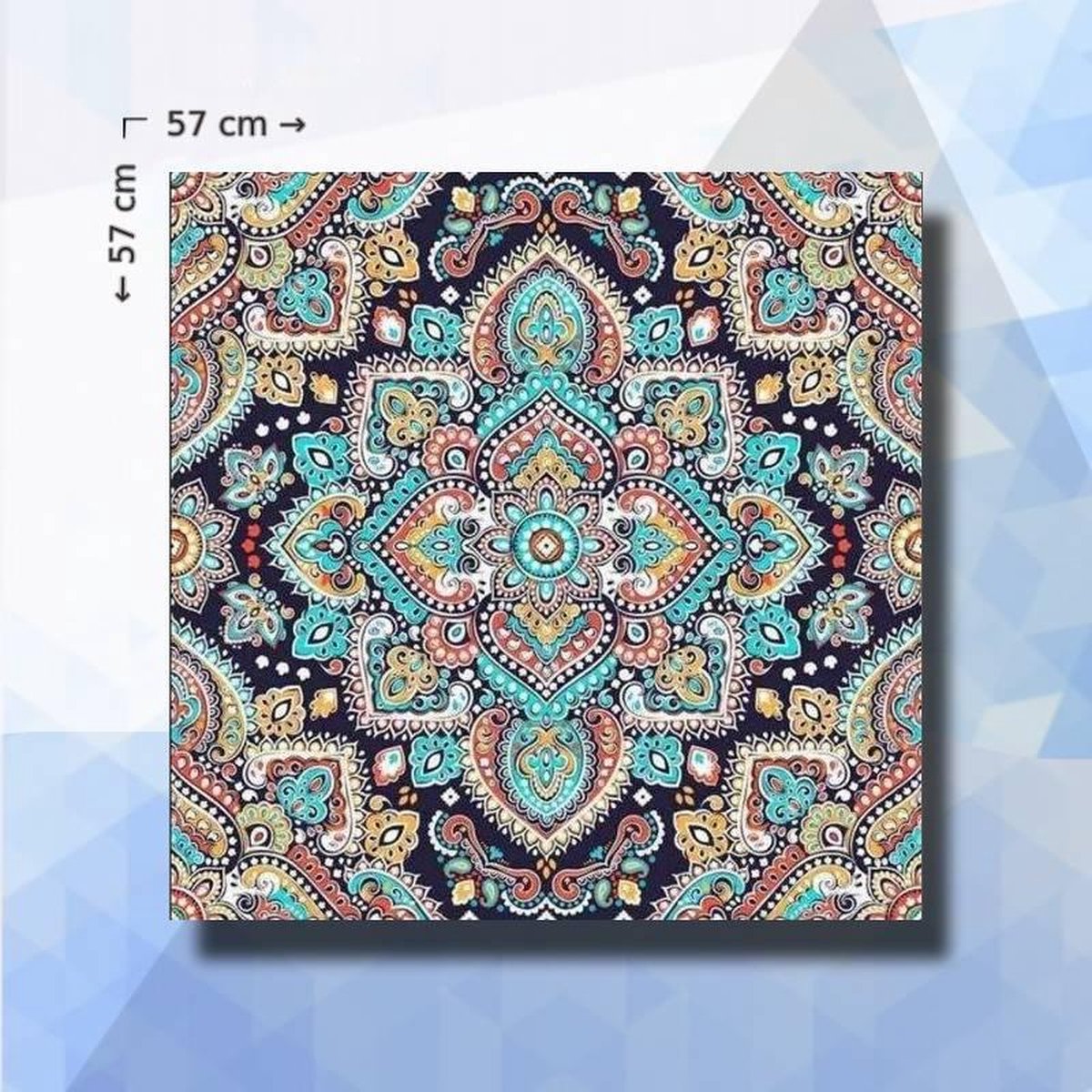 Diamond Painting Pakket Kleuren Mandala - vierkante steentjes - 57 x 57 cm