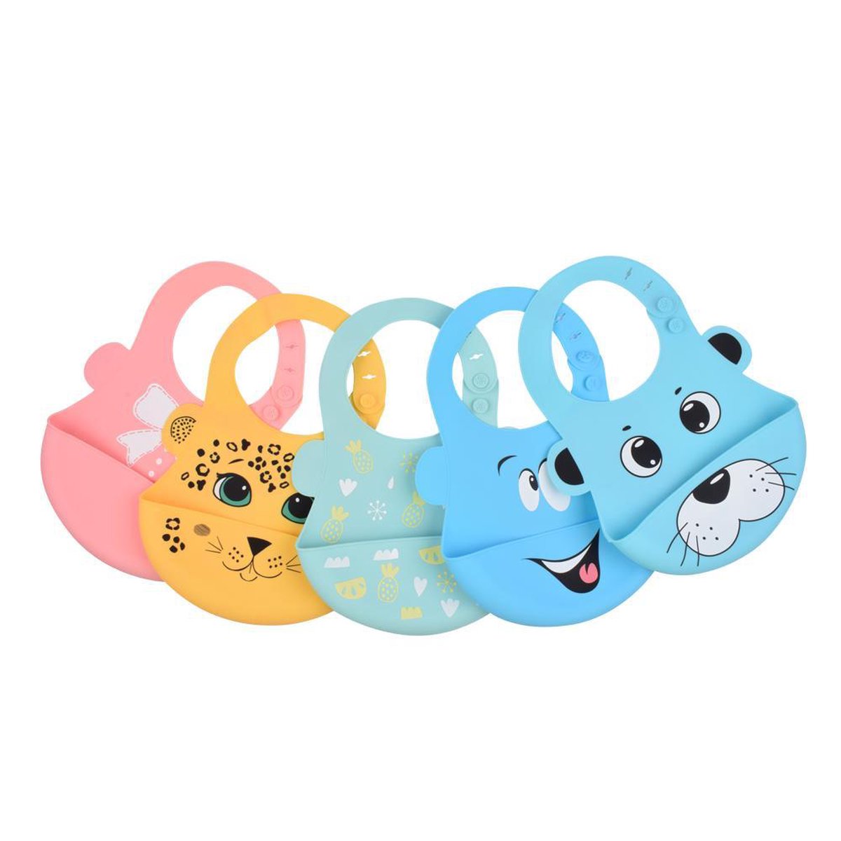 Siliconen slabbetje - baby slabber - Green - handige slabber - waterdichte baby slabbetjes - zachte slabber met opvangbakje - Unisex slabbers