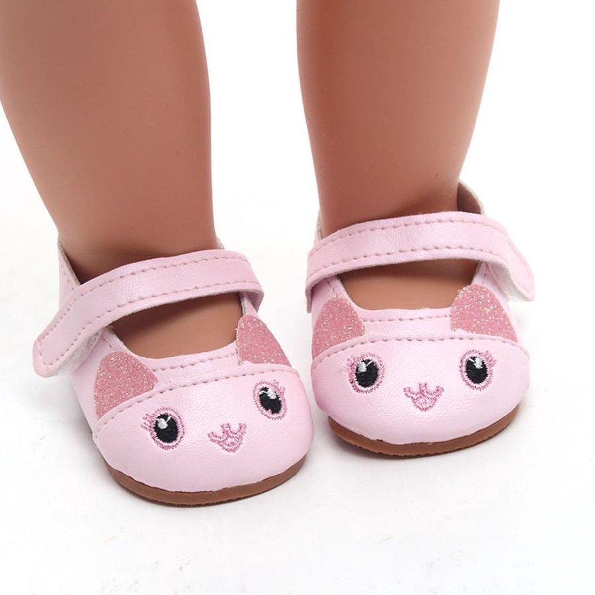 Dolldreams | Konijn Schoentjes geschikt voor Baby born - Roze schoenen met neusje