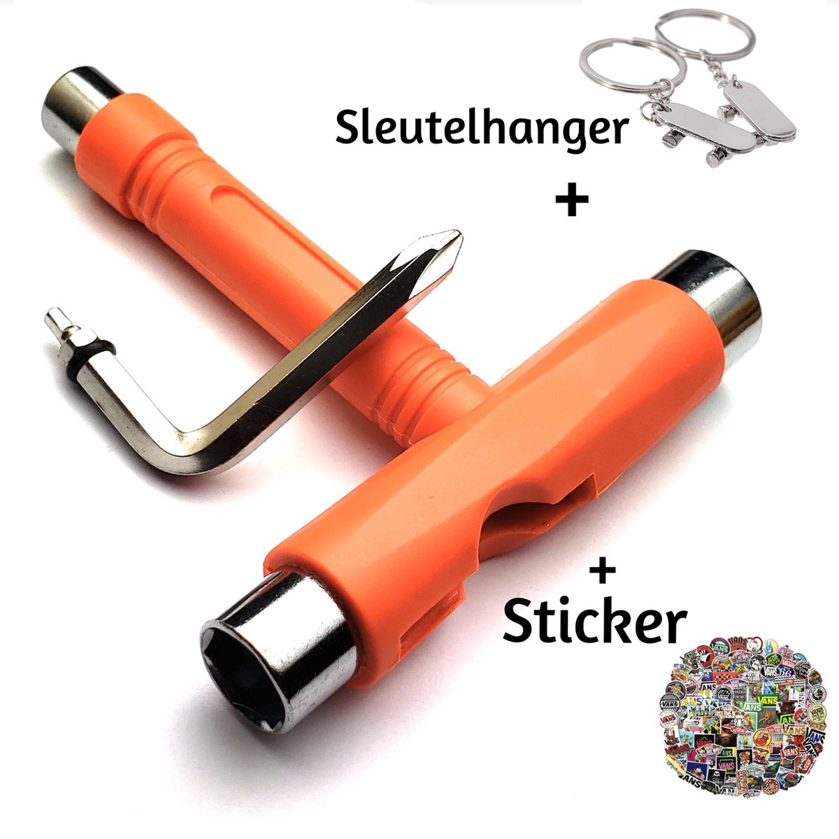 LJP - Skate Tool - Skateboard Tool - skatetool - Oranje - T-Tool - Skateboard - Penny Board - Longboard - Skateboard sleutel