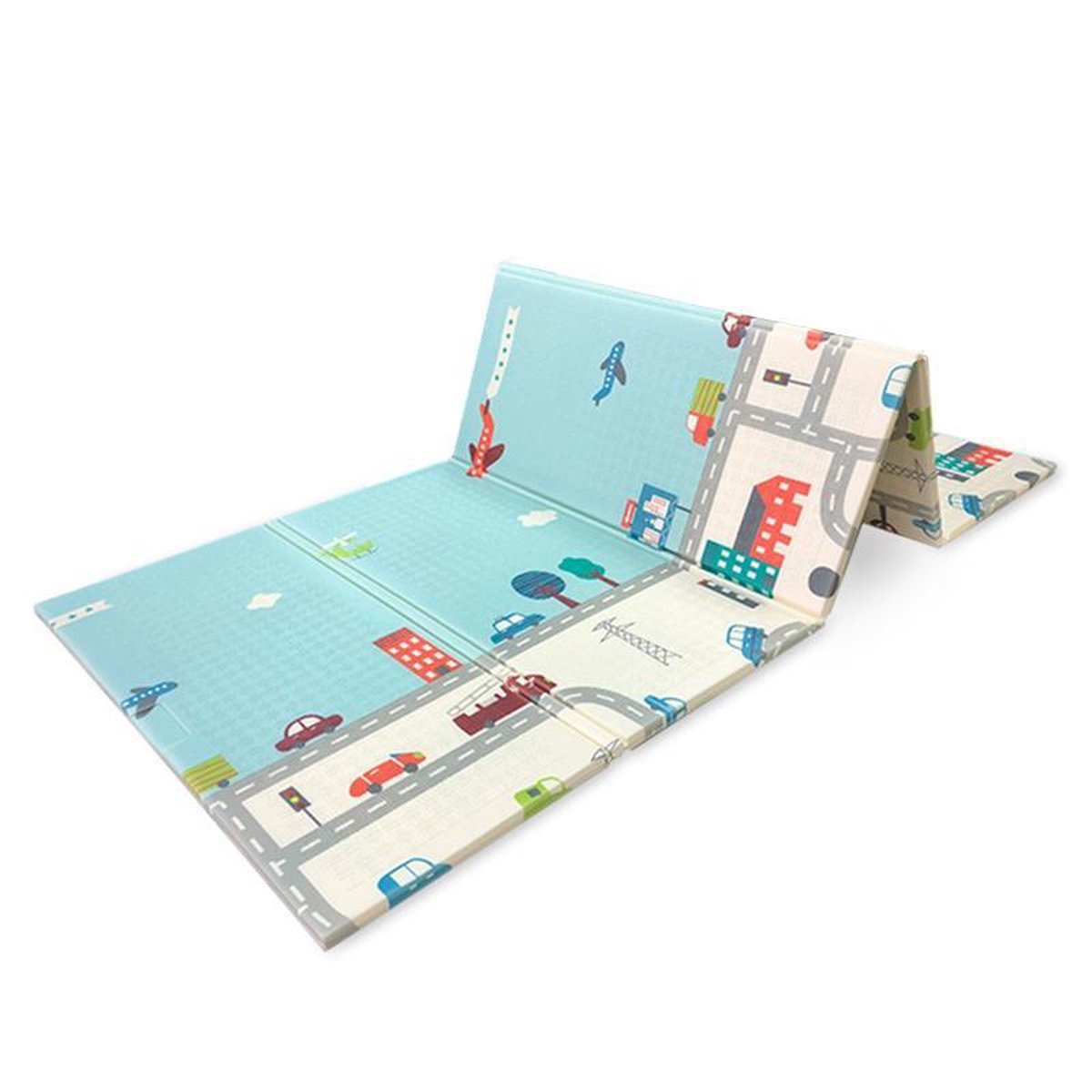 Mamabrum Speelkleed - Bergen en Verkeer - Dubbelzijdige XXL - Opvouwbaar 1 cm dik - Speelmat - Speeltapijt - Baby - Foam