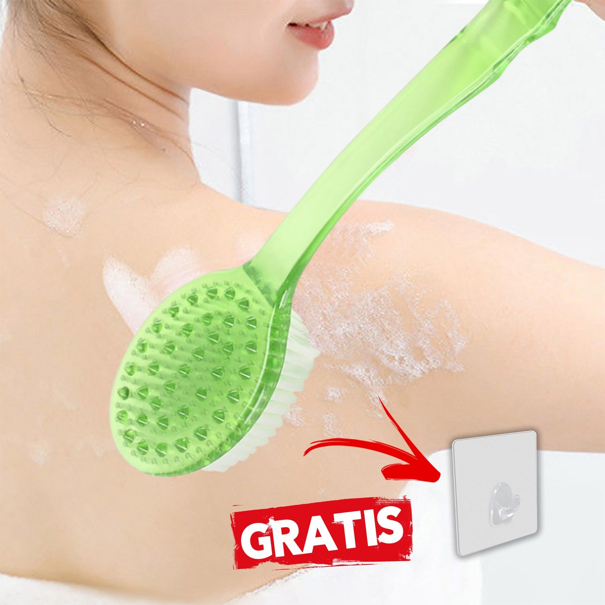 De rug borstel voor u! + GRATIS Haakje -  Zacht & harde kant borstel