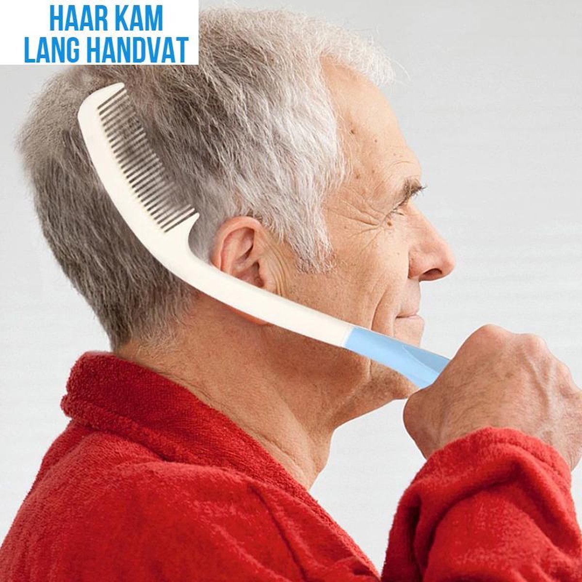 Allernieuwste Lange Steel Haar Kam - Lange Handgreep - Beperking Handicap Artritis - Ergonomisch - Haarkam