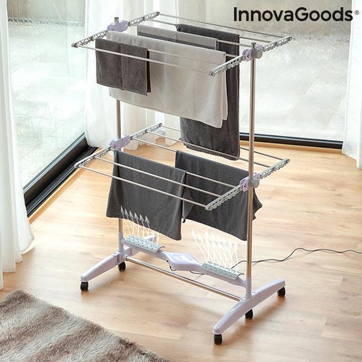 Foldable Electric Drying Rack With Airflow Breazy Innovagoods 12 Bars 24w