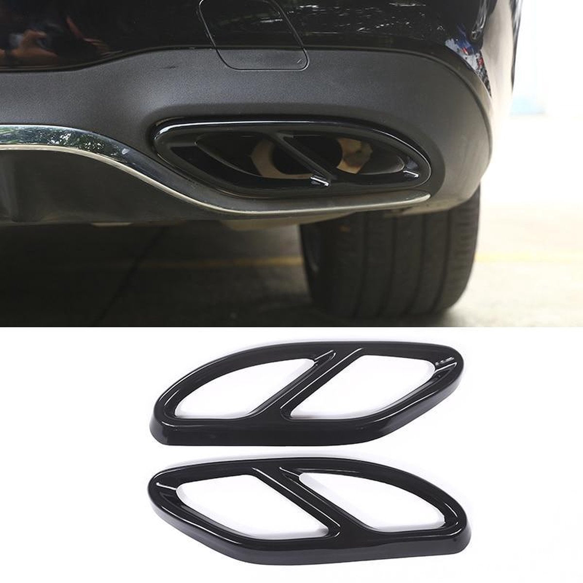 Mercedes AMG Look Black uitlaat trim tip decoratie lijsten A Klasse W176 CKlasse W205 B Klasse W166 C292