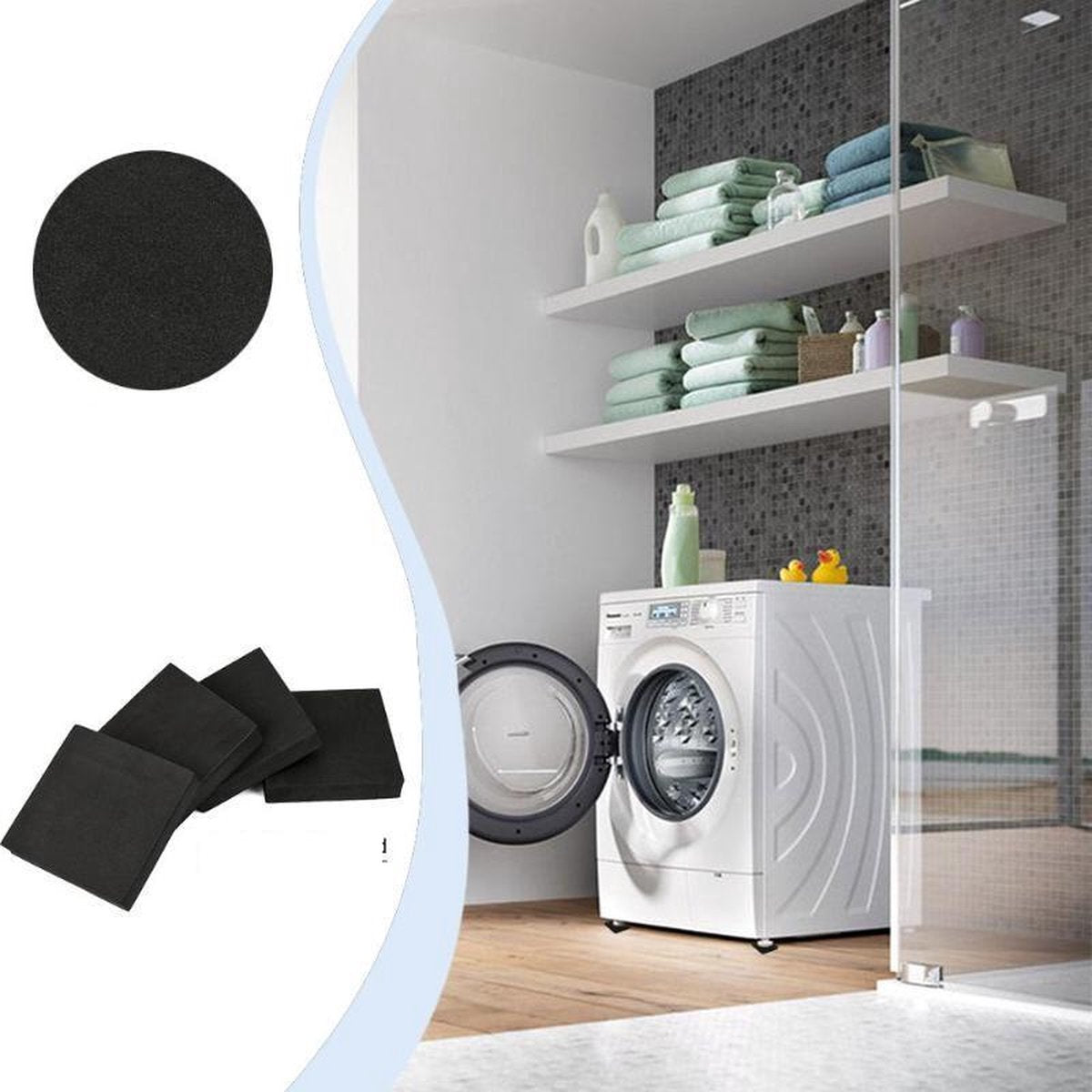 Trillingsdempers Wasmachine & Droger Anti Trillings / Vibratie Dempers Pads - Antislip Rubber - Set Van 4 Stuks - Extra Dik 2 CM