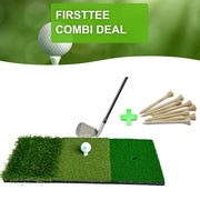 Firsttee - COMBI DEAL - Chippingmat & 25 Bamboe Tees (70MM) - Golf accessoires - Cadeau - Sport - Training - Golftrainingsmateriaal - Golfset - Golfclub - Golfballen - Trainingsmaterialen -  Mat - Putting - Net - Afslaan - Golfballen - Oefenmat - Tee