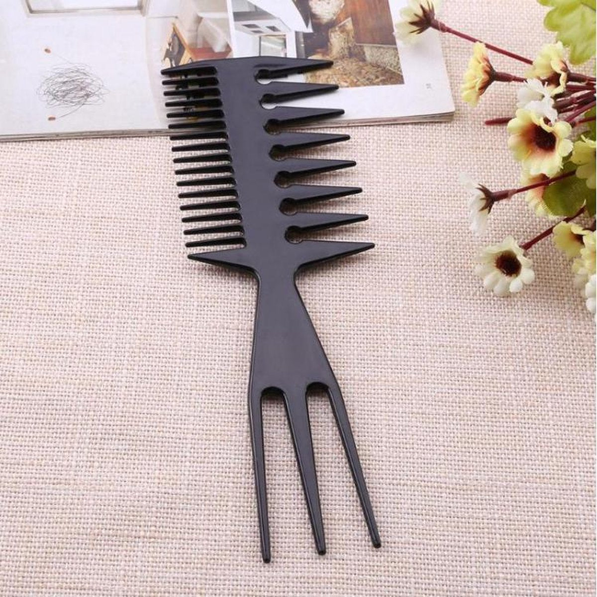 Brede 3 Way Kam|Styling Tool zwart|Kapper Kam|Haar Kam|Haar Accessoire|Cabantis|Zwart
