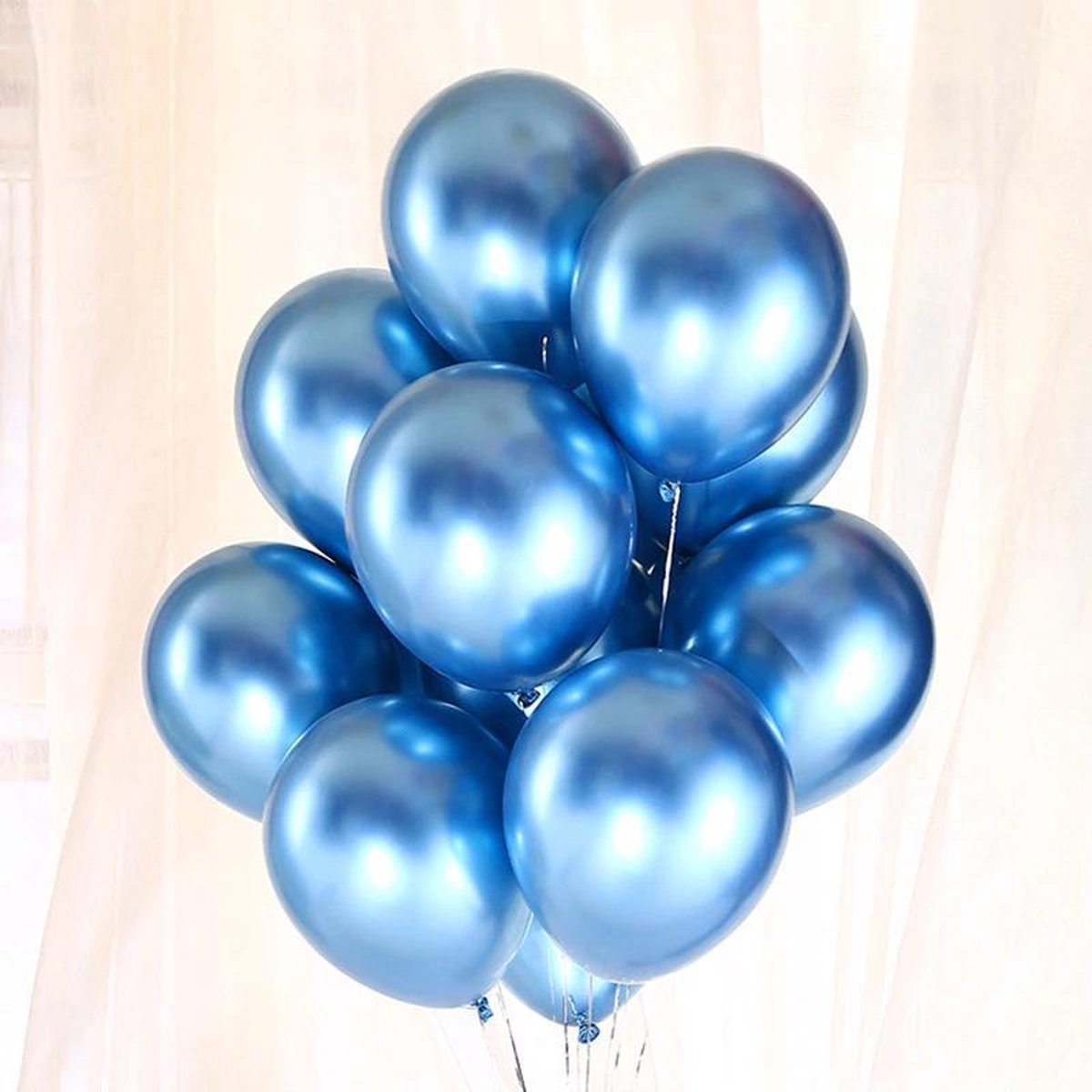 50 luxe metallic ballonnen - Blauw metallic - Luxe uitstraling