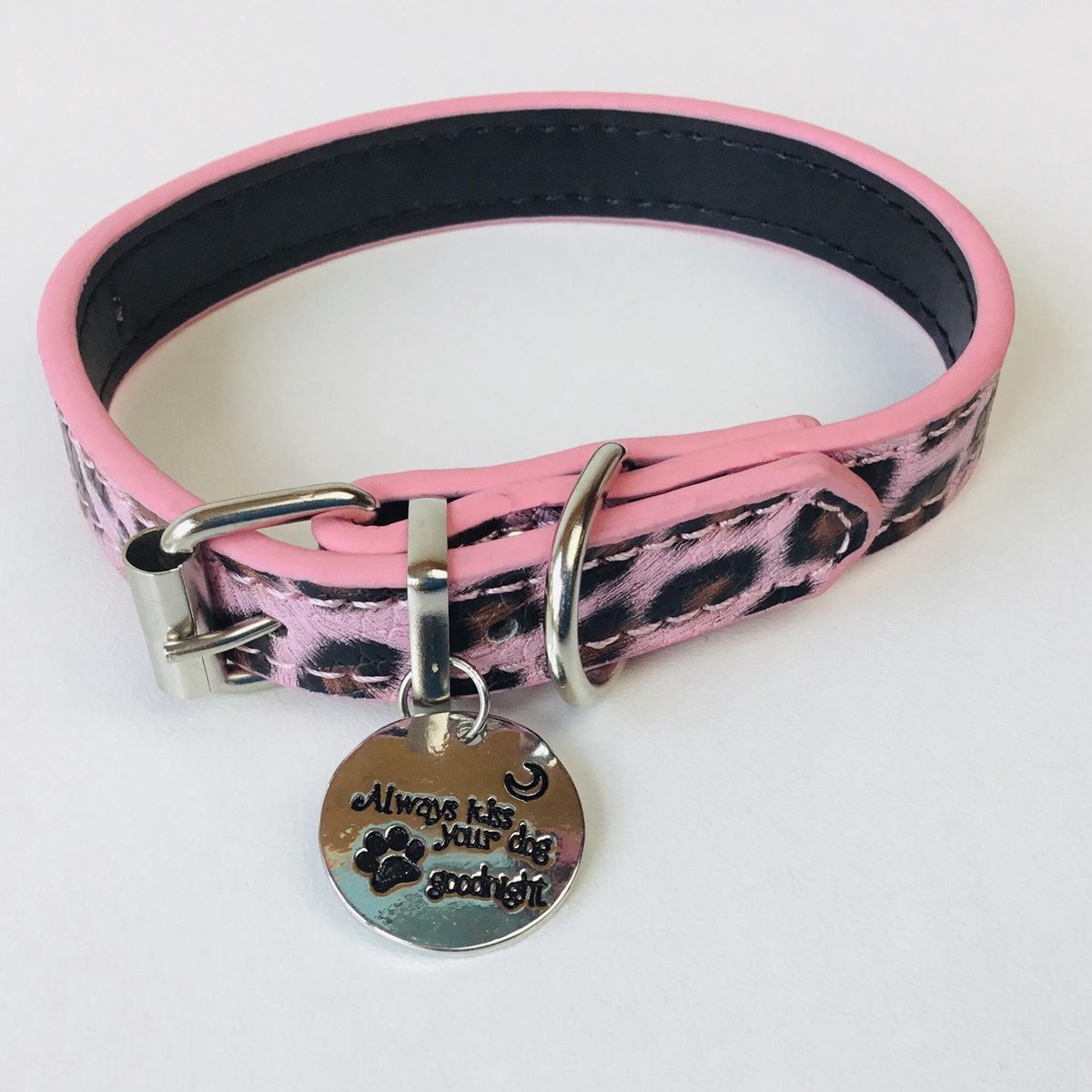 Hondenhalsband Panterprint - PU Leren Halsband Panterprint - S - Kleine honden - 18-28cm Halsbreedte
