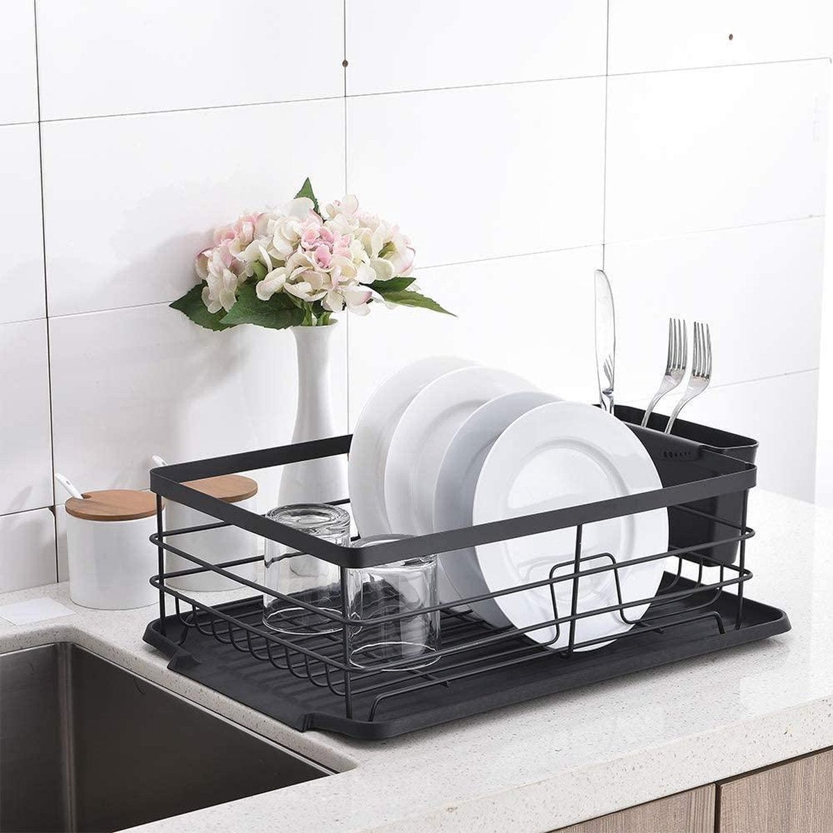 afdruiprek -dish-rack drainboard set - gebruiksvoorwerp houder voor droogrek van de gerecht - robuust en roestbestendig drainboard voor platen