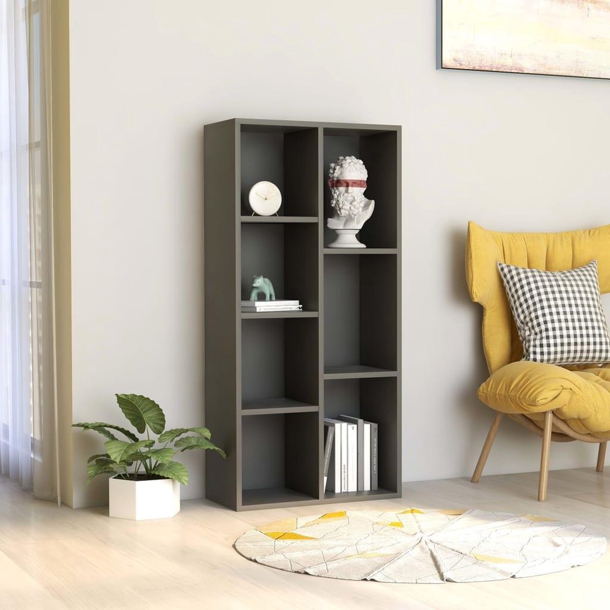 Boekenkast 50x25x106 cm spaanplaat grijs