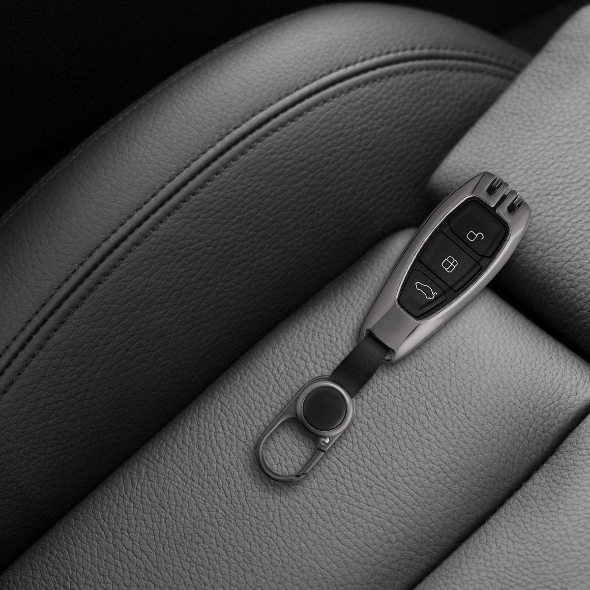 kwmobile autosleutelhoes voor Ford 3-knops autosleutel Keyless Go - hardcover beschermhoes - design - donkergrijs