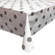 MixMamas Tafelzeil Grote Stip - 140 x 250 cm - Wit/Zilver
