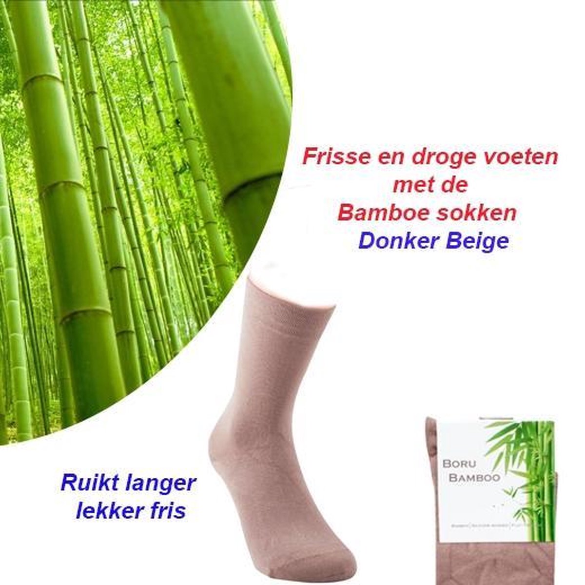 6-pack Frisse en droge voeten met deze Bamboe sokken | Maat 46-47 | Donker beige