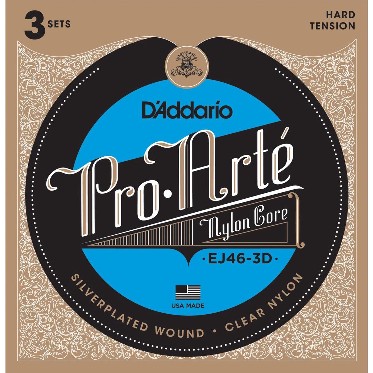 D'Addario EJ46-3D Hard Tension Pro Arte Classical Guitar 3-Pack