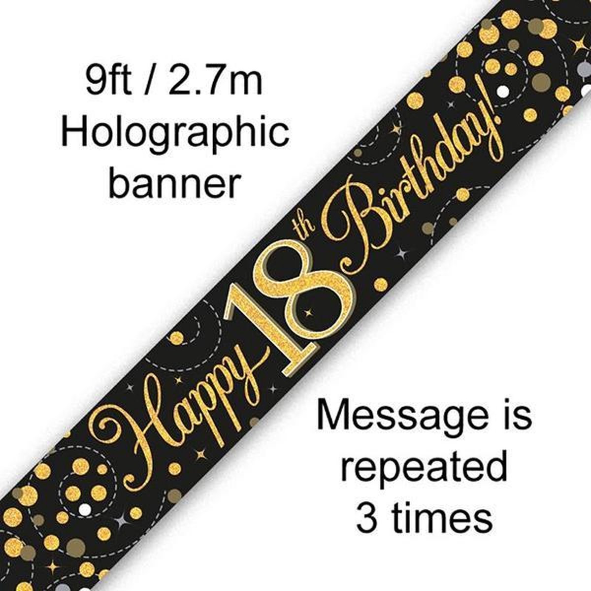 Banner 18 jaar Zwart  en Goud