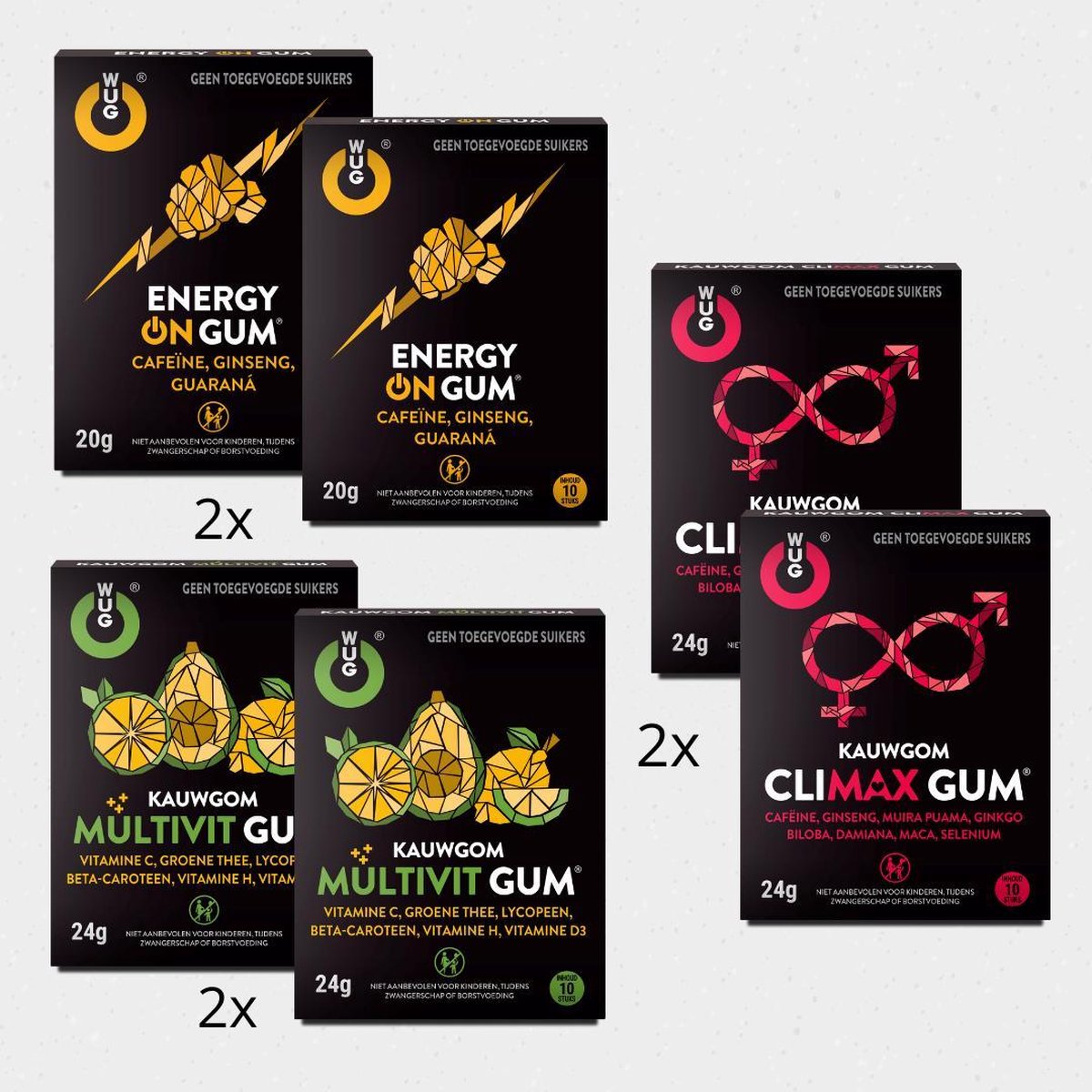 WUG CLIMAX/ENERGY/MULTIVIT Kauwgom - Libido Stimulerend Middel - Energy Booster - Sex - 60 Stuks