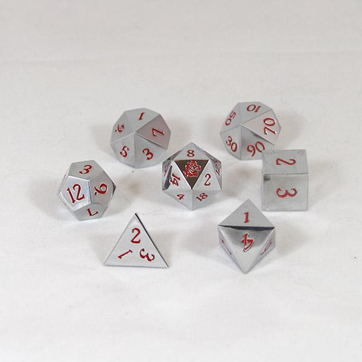 Dungeons Dragons Metal Dice set Silver/Red - Dobbelstenen Zilver/Rood