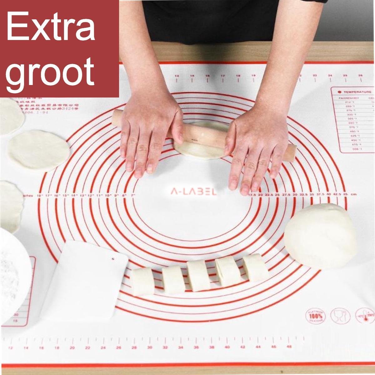 Deegmat Groot | Siliconen bakmat | ovenmat | Deegmat 80x60 cm |Bakmat Anti-Stick | Hittebestendig | Deegmat Siliconen | Patisseriemat | Rood | Deegmat Met Afmeting en Bemating | Siliconen Deegmat
