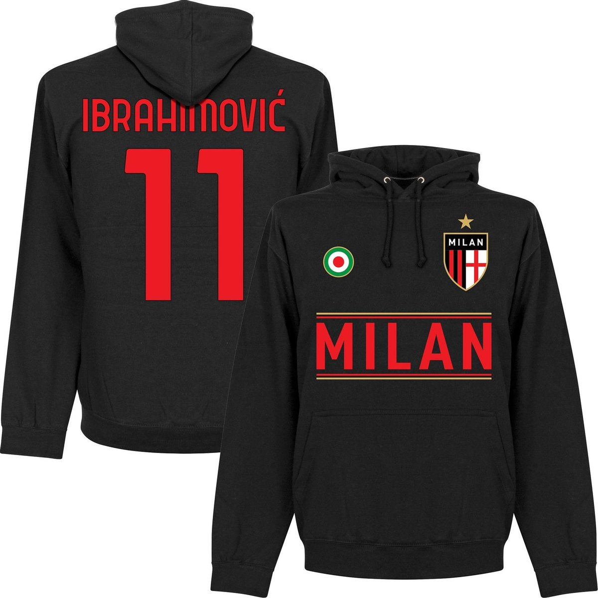 AC Milan Ibrahimovic 11 Team Hoodie - Zwart - XXL