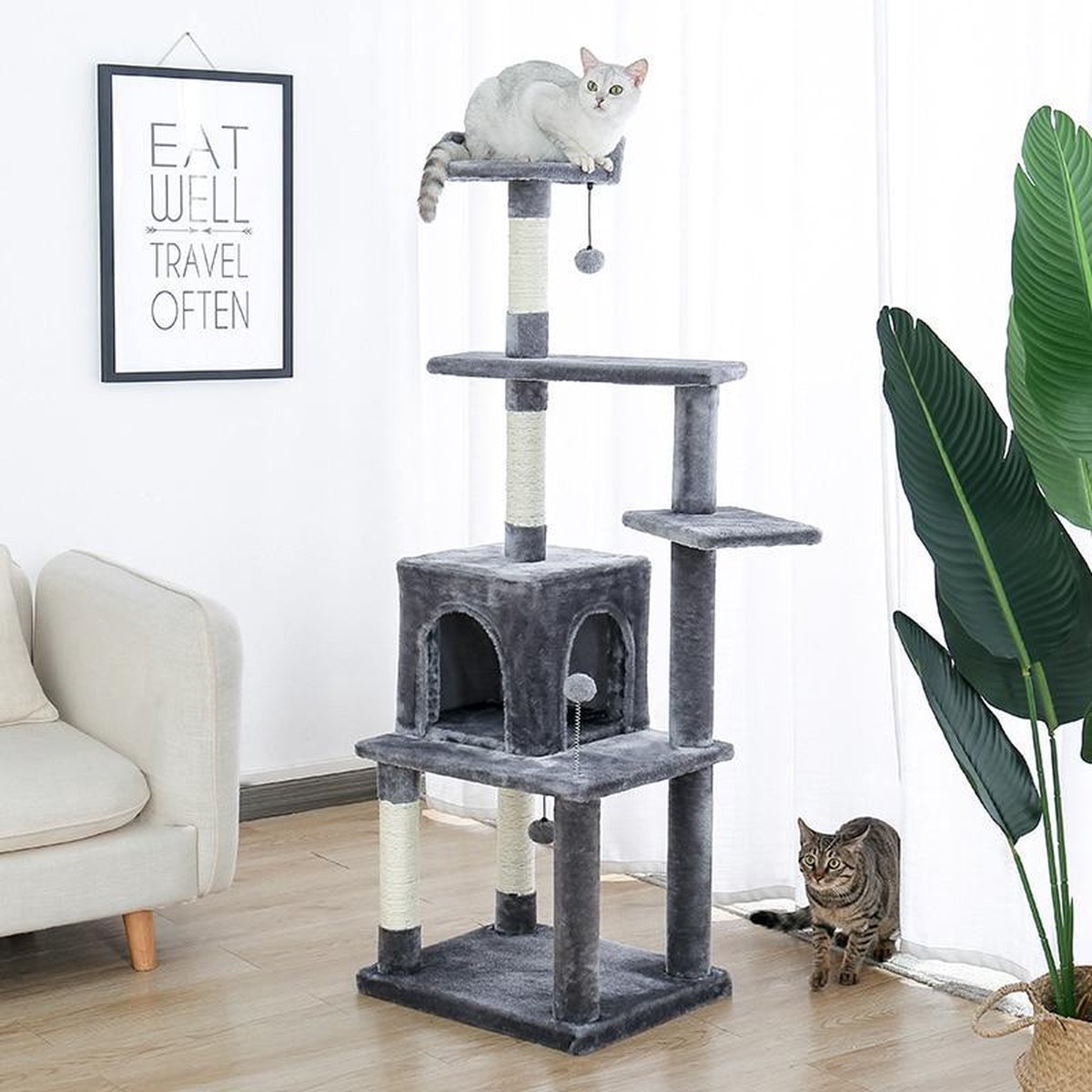 TBG Krabpaal Huis Toren Condo Kat Krabpalen voor Kat Kitten Kat Springen Speelgoed met Ladder Speelboom AMT0043GY