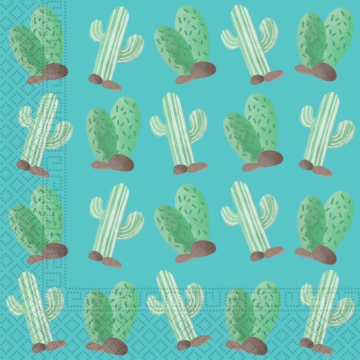 Procos Servetten Cactus 33cm Papier Blauw/groen 20 Stuks
