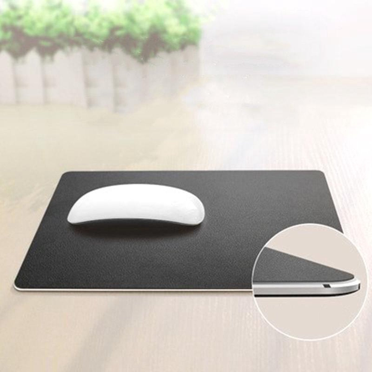 TDR - Muismat | Metaal | Omkeerbaar  | Waterafstotend | Antislip | 24 x 20 cm| zwart