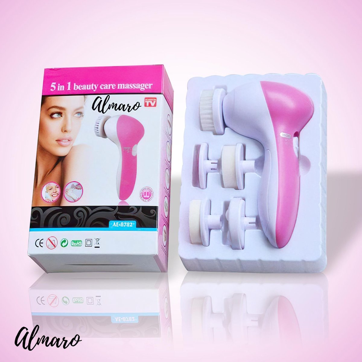 Gezichtsborstel - Gezichtsreiniger - Face wash - Gezichtsmassage - Make Up verwijderaar - Face brush - Elektrische gezichtsborstel - Incl. 5 opzetstukken - Incl. 2 batterijen