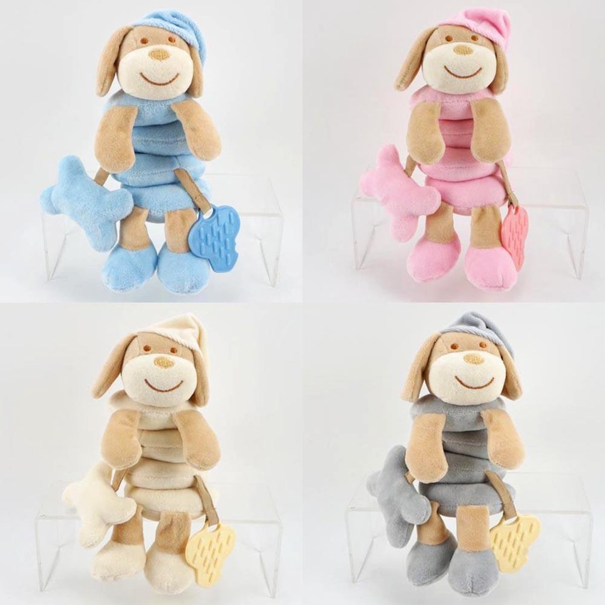 baby knuffel- hond- veer- beige