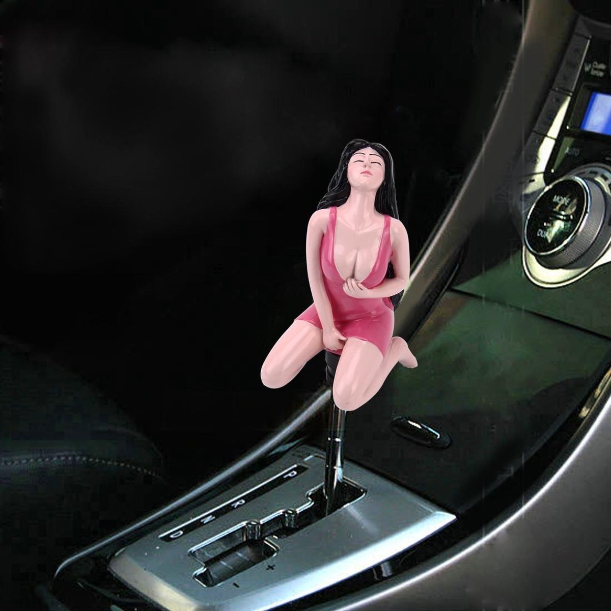 Universele sexy schoonheid vorm ABS handmatige of automatische pookknop met drie rubberen covers geschikt voor alle auto (Magenta)