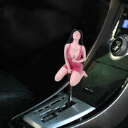 Universele sexy schoonheid vorm ABS handmatige of automatische pookknop met drie rubberen covers geschikt voor alle auto (Magenta)