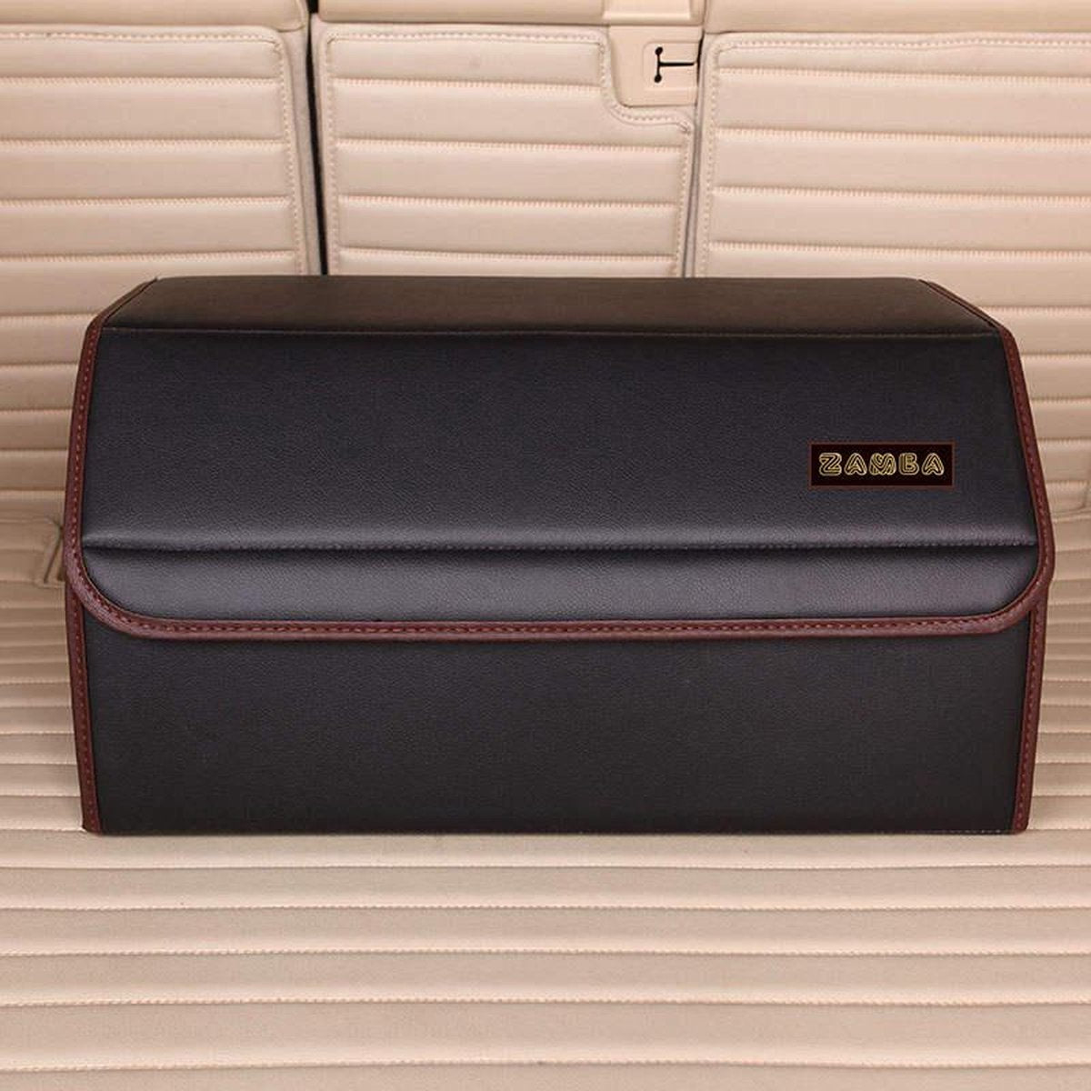 Zamba Luxe Kofferbak Organizer - Leren Auto Organizer - Auto Accessoires Interieur - Opvouwbaar - Maat L - Zwart